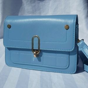 Soft Blue Geometric Shoulder Purse